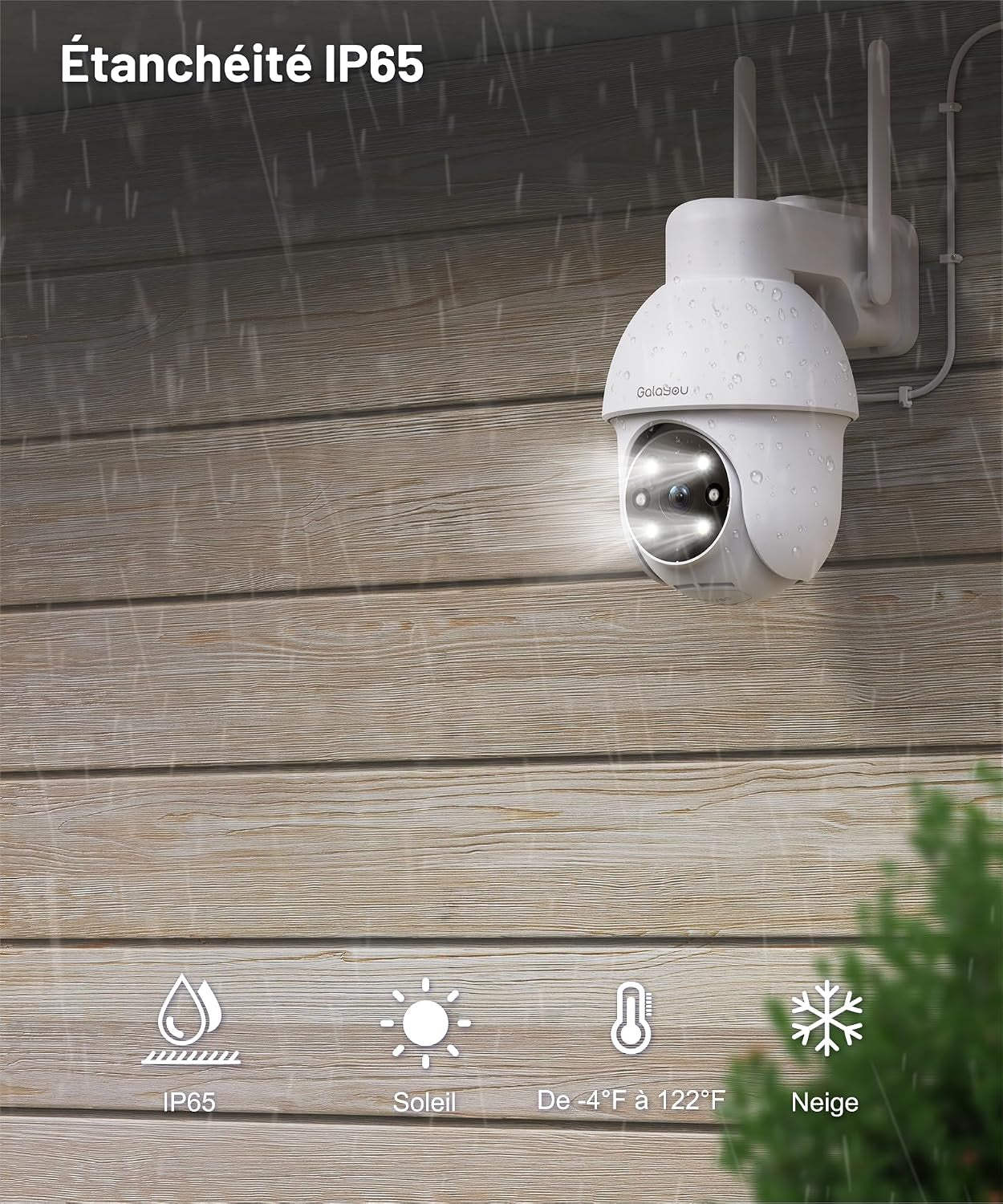 2K 3MP Camera Exterieur, Caméra De Surveillance Extérieur Y4-2P | Camera Surveillance Wifi Exterieure Étanche IP65, Vision Nocturne Couleur, Suivi Intelligent 360°, Alerte Instantanée, Alexa