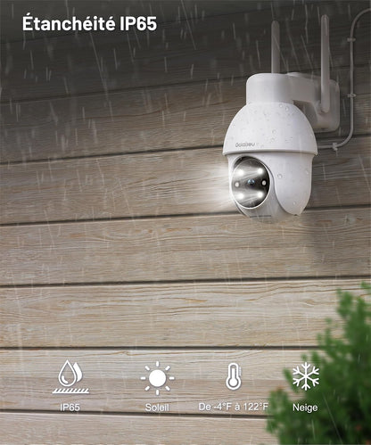 2K 3MP Camera Exterieur, Caméra De Surveillance Extérieur Y4-2P | Camera Surveillance Wifi Exterieure Étanche IP65, Vision Nocturne Couleur, Suivi Intelligent 360°, Alerte Instantanée, Alexa