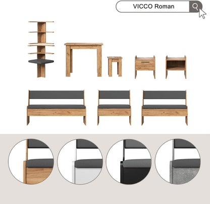 Banc D'Angle Roman, Chêne Doré, 76.6X41.5Cm | Adapté À Une Installation D’Angle Dans Les Cuisines Et Les Salles À Manger