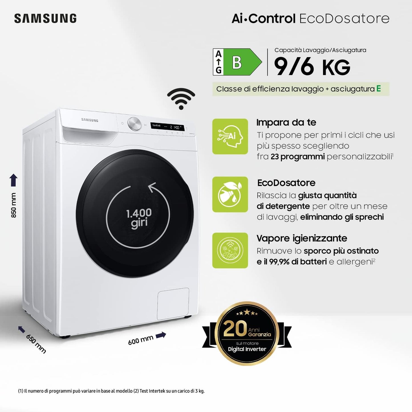 WD90T534DBW/S3 Lave-Linge Séchant - 9 Kg, 1400 Tr/Min, Blanc
