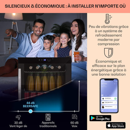 Mini Frigo De Chambre, Frigo À Bière, Mini Bar, Refrigerateur Aliments, Boissons, Contrôle Iot/App, Petit Réfrigérateur Camping Silencieux, Frigo Cosmetique, Etagères Amovibles, 0-13°C, 50L