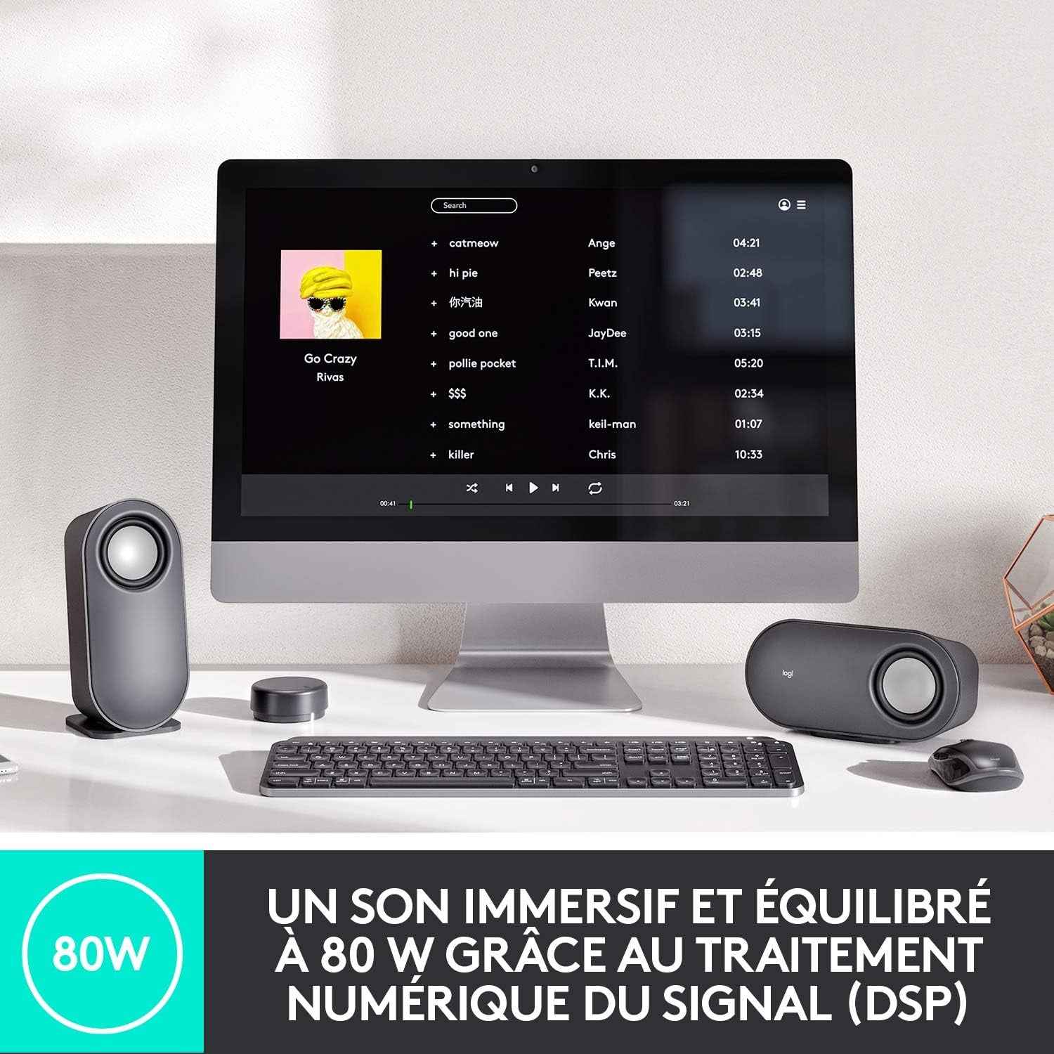 Z407 Haut-Parleurs Bluetooth Pour Ordinateur Avec Caisson De Basses Et Contrôle Sans Fil, Son Immersif, Audio Premium Avec Plusieurs Entrées Et Haut-Parleurs USB - Noir