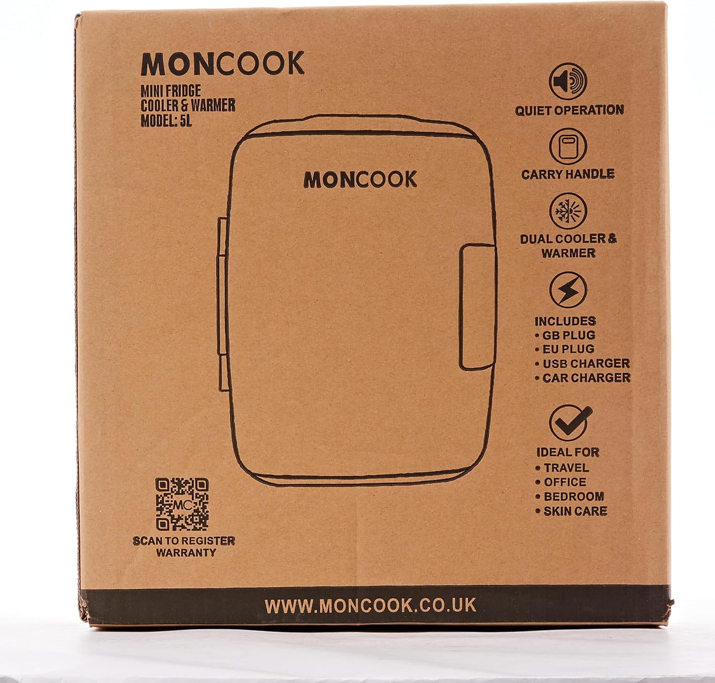 MONCOOK Mini Réfrigérateur - Mini Réfrigérateurs Portables Pour Les Soins De La Peau, La Médecine, La Nourriture Et Les Boissons - Fonction De Refroidissement Et De Réchauffement - 5L - Mono Gris