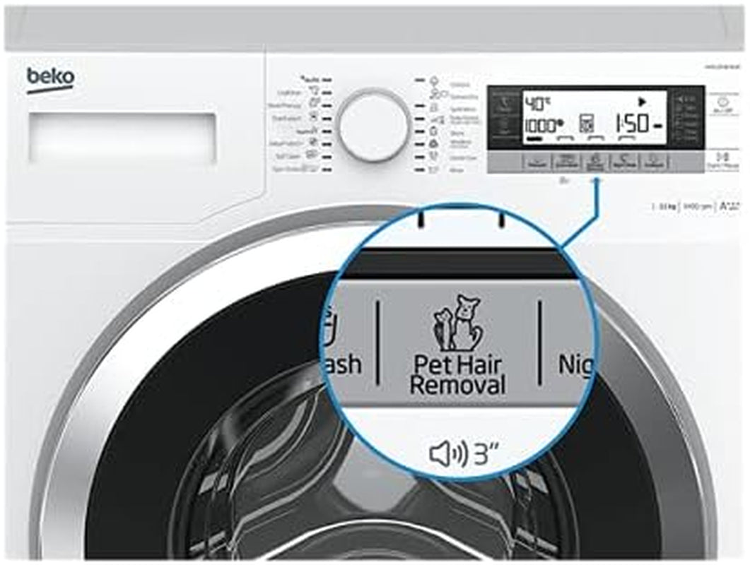 Beko MDA WTY91436SI-IT Machine À Laver Standard Avec Vapeur Désinfectant Steamcure - 9 Kg, 1400 Tr/Min, Moteur Prosmart Inverter, Classe B, Blanc