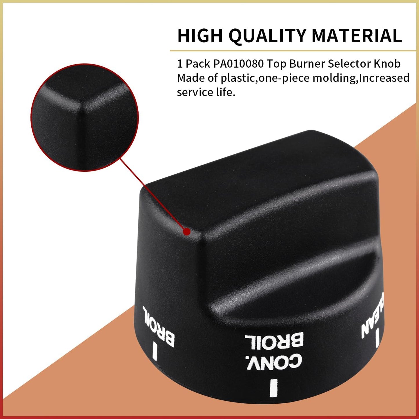 PA010080 Bouton De Sélecteur De Brûleur Supérieur Compatible Avec Certaines Gammes De Four Viking Remplace AP5315090 Plastique Noir