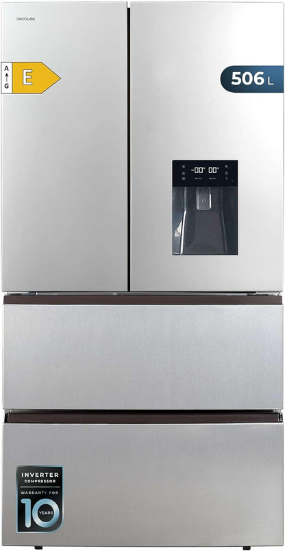 Réfrigérateur À Double Porte En Inox Avec Distributeur D'Eau De 510 L Bolero Coolmarket FD 510 WD Inox E. 183 Cm De Hauteur, 84 Cm De Largeur, Moteur Inverter Plus, Nofrost Total