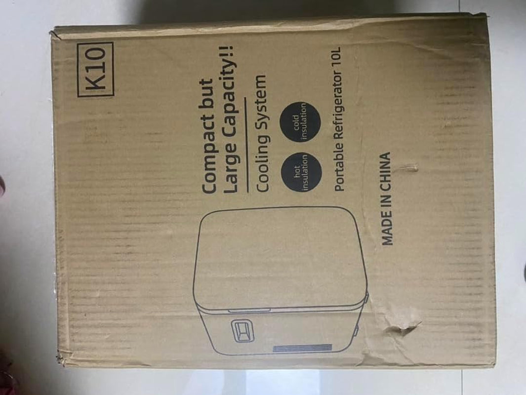 Mini Frigo De Chambre, Mini Réfrigérateur, 10L Petit Frigo, Refrigerateur Aliments, Boissons, Silencieux, Pour Cosmetique, Camping, AC/DC Frigo Voiture Portable Fonction Chaud/Froid