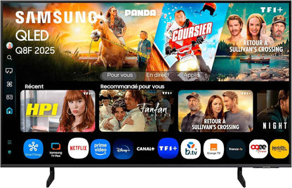 TV AI 43 Pouces QLED 43Q8F 4K Smart TV, Quantum Dots, Q4 AI Processor, Wifi, Airplay, HDR, Q-Symphony, OTS Lite, Knox Security, Gaming Hub, Bixby, Application Opérateurs Intégrées