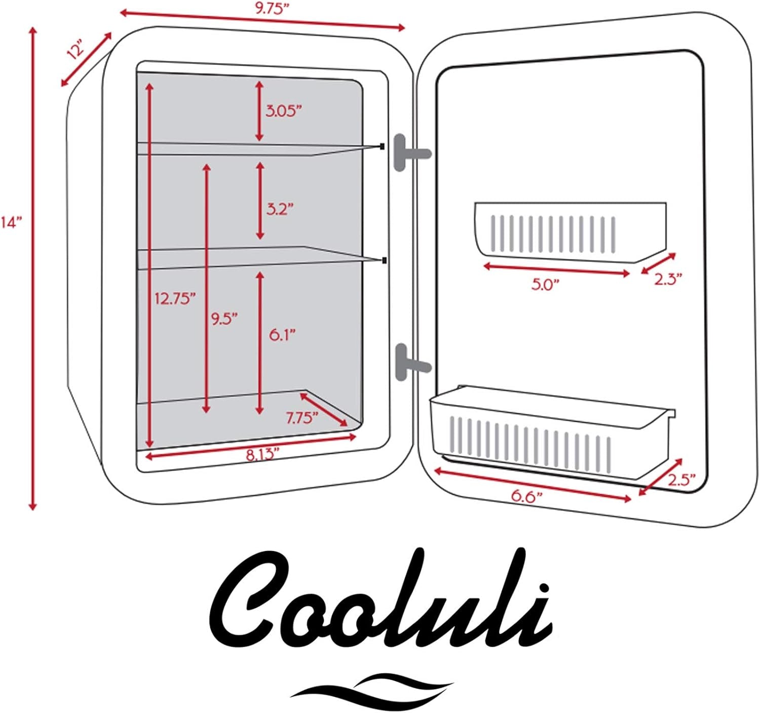 Cooluli Mini Réfrigérateur 15 L Pour Chambre À Coucher, Voiture, Bureau Et Dortoir Universitaire – Glacière Et Réchauffeur Portable 12 V Pour Nourriture, Boissons, Soins De La Peau, Beauté, Maquillage
