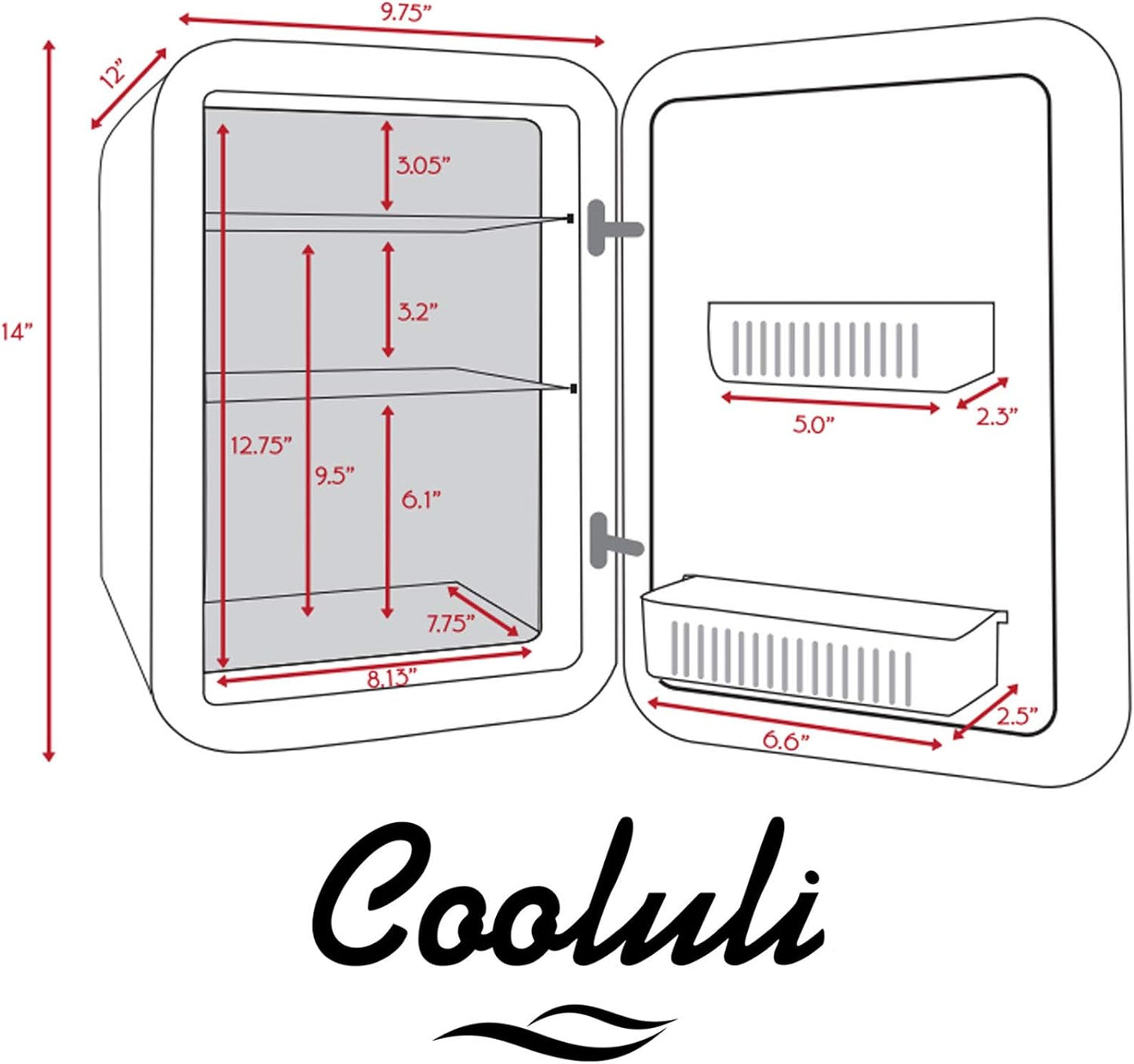 Cooluli Mini Réfrigérateur 15 L Pour Chambre À Coucher, Voiture, Bureau Et Dortoir Universitaire – Glacière Et Réchauffeur Portable 12 V Pour Nourriture, Boissons, Soins De La Peau, Beauté, Maquillage