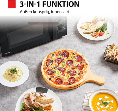 Four À Micro-Ondes 20 L MW2-MG20PF(BK)/GE, 800W/1000W Grill, Avec Grill Croustillant Et Fonction De Cuisson Combinée, 9 Niveaux De Puissance, Ampoule LED, Dégivrage Facile, Noir