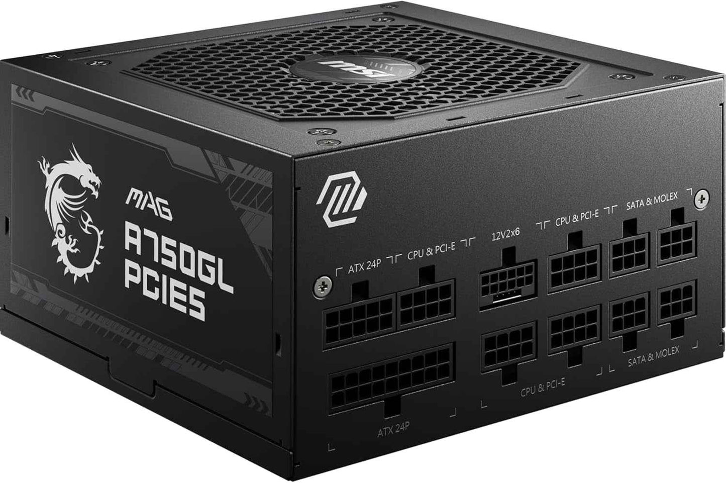 MSI MAG A750GL PCIE5 Alimentation Modulaire ATX 3.1, 80 plus Gold | 750W, Compatible Pcie 5.0, Ventilateur FDB 120Mm, Full-Bridge LLC, Câbles Plats Noirs, Garantie 7 Ans