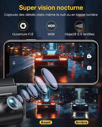 4K Dashcam Voiture Avant Arrière,5G Wifi GPS,2160P+1080P Camera Voiture | 1.5'' IPS Caméra Embarquée Voiture Avec Carte SD 64G,Grand Angle 170°,Vision Nocturne,Wdr,G-Capteur,Mode Stationnement 24H