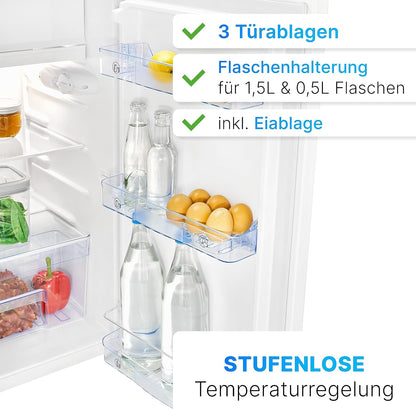 Bomann KS 7349 Kühlschrank, 91L, 2 Glasablagen, LED Innenraumbeleuchtung, Gemüseschale, Weiß