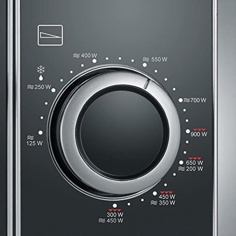 Four À Micro-Ondes Gril 20 L, Four Micro-Onde Avec 9 Niveaux De Puissance, Jusqu'À 900 W, Micro-Onde Avec Grille, Minuteur 30 Min, Plateau Tournant Amovible (Ø 24,5 Cm), Inox/Noir, MW 7874