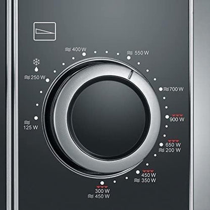 Four À Micro-Ondes Gril 20 L, Four Micro-Onde Avec 9 Niveaux De Puissance, Jusqu'À 900 W, Micro-Onde Avec Grille, Minuteur 30 Min, Plateau Tournant Amovible (Ø 24,5 Cm), Inox/Noir, MW 7874
