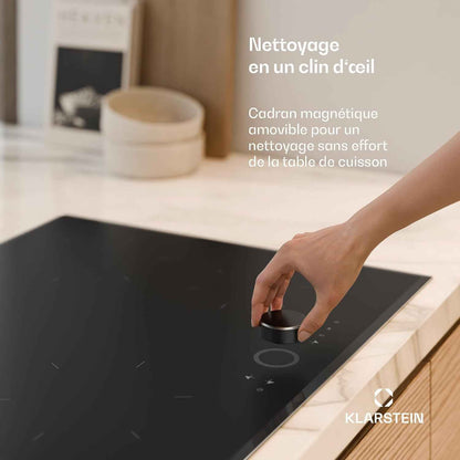 Klarstein Magnichef Plaque Induction Encastrable - 4 Zones, 8200W Boost, Commande Magnétique, Minuterie, Sécurité Enfant, Détection Casserole, Plaque Cuisson Induction