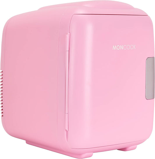 MONCOOK Mini Réfrigérateur - Mini Réfrigérateurs Portables Pour Les Soins De La Peau, La Médecine, La Nourriture Et Les Boissons - Fonction De Refroidissement Et De Réchauffement - 14L - Mono Rose