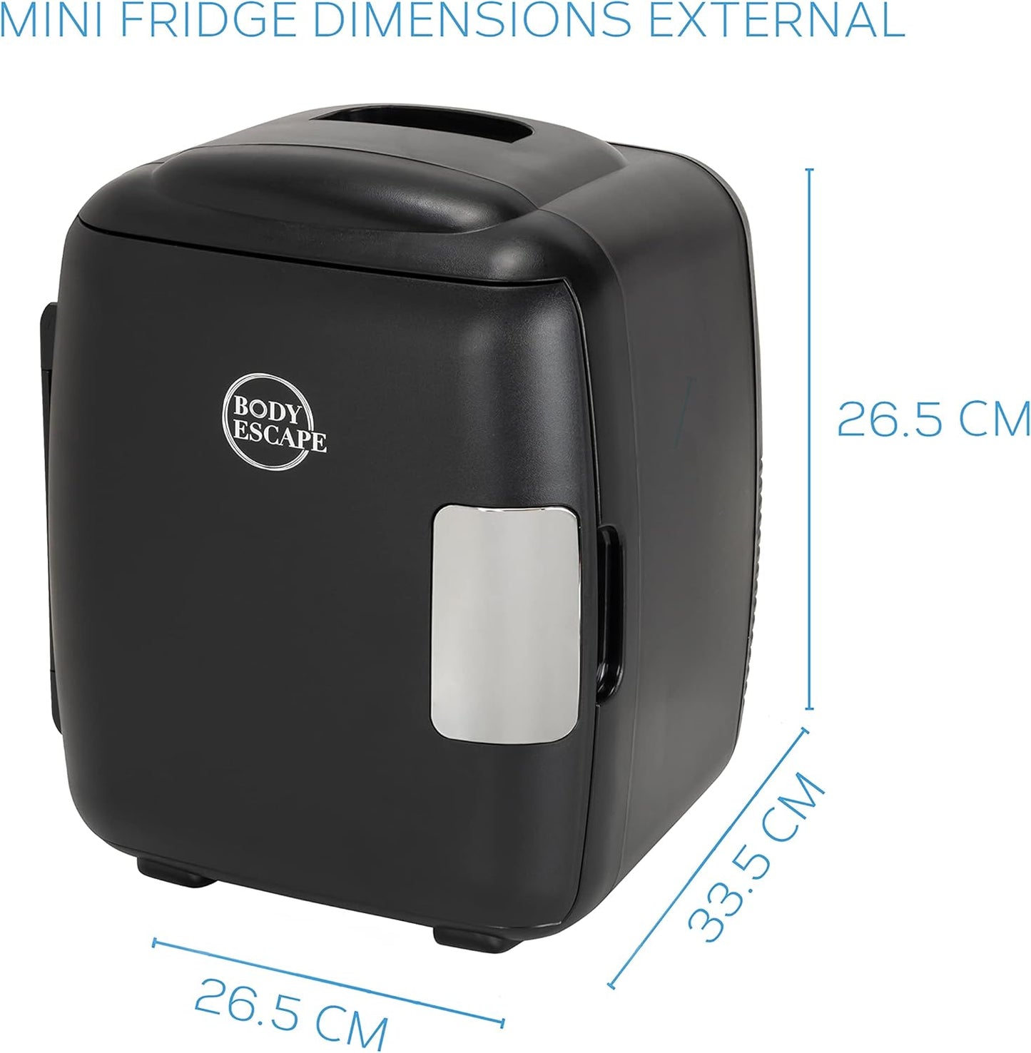 Body Escape Mini Réfrigérateur Beauté Pour Soins De La Peau - Mini Réfrigérateurs Beauté - Petit Réfrigérateur Rétro, Portable, Compact Et Silencieux Pour Le Maquillage - 9L- Mono Noir