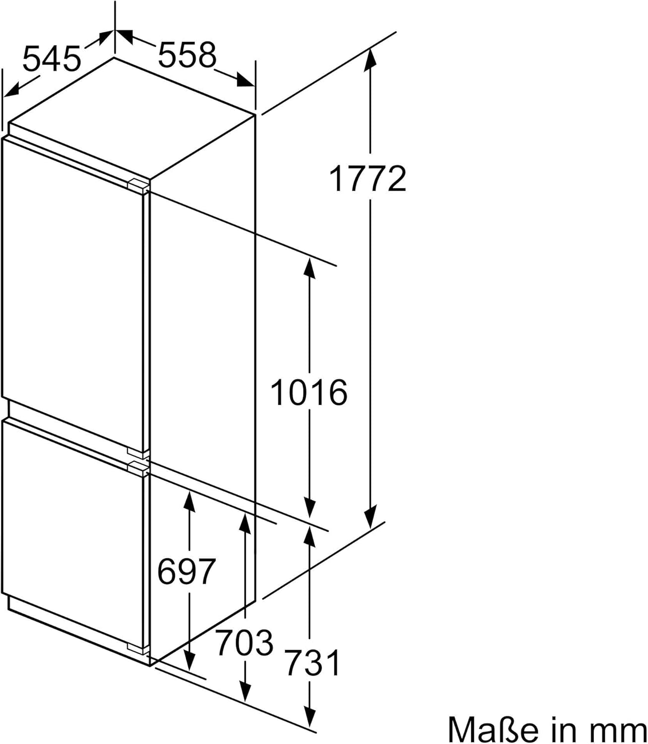 Iq500 KI86SHDD0 Réfrigérateur-Congélateur Intégré (Placement) 265 L D Blanc