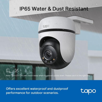 C510W 2K Caméra De Surveillance Wifi Extérieur 360°, Vision Nocturne Couleur, Détection De Personne Et Suivi De Mouvement, Étanche IP65, Alarme Sonore Personnalisable (Lot De 2)