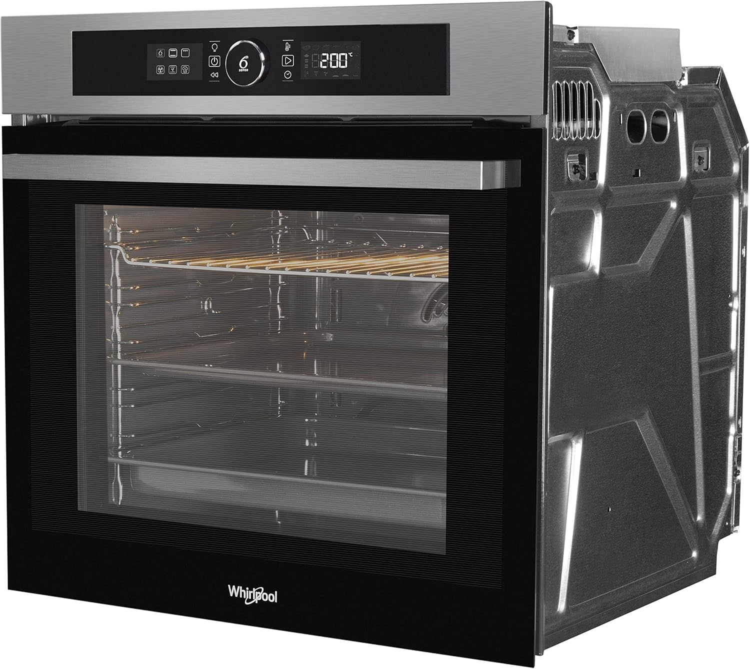 Whirlpool AKZ9635IX Four Encastrable - Multifonction, Chaleur Tournante Ou Pulsée, 73L, Porte Froide (4 Vitres), Inox, Noir, Classe A+
