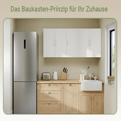 Meuble Haut Cuisine Avec 3 Portes & Étagères Réglables MDF Blanc | Placard Cuisine Mural Armoire Murale Cuisine Pour Épices, Meuble Suspendu Cuisine, Charge 36Kg, 90X30X60Cm, FRG231-L-W
