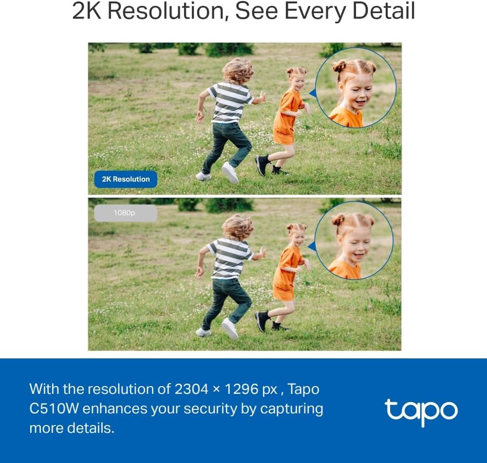 C510W 2K Caméra De Surveillance Wifi Extérieur 360°, Vision Nocturne Couleur, Détection De Personne Et Suivi De Mouvement, Étanche IP65, Alarme Sonore Personnalisable (Lot De 2)