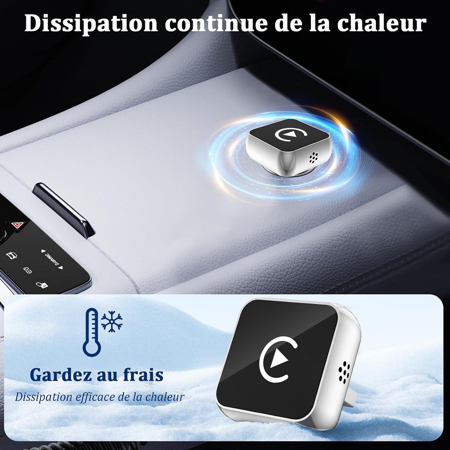 Carplay Sans Fil 2 En 1 Pour Apple Carplay/Android Auto Adaptateur | Mini Sans Fil Pour Iphone Ios 10+/Android 11+ Et plus De 2016 Voitures, Typ-C/Usb, Car Play Voiture (‌Gris Foncé‌) 1 Pièce