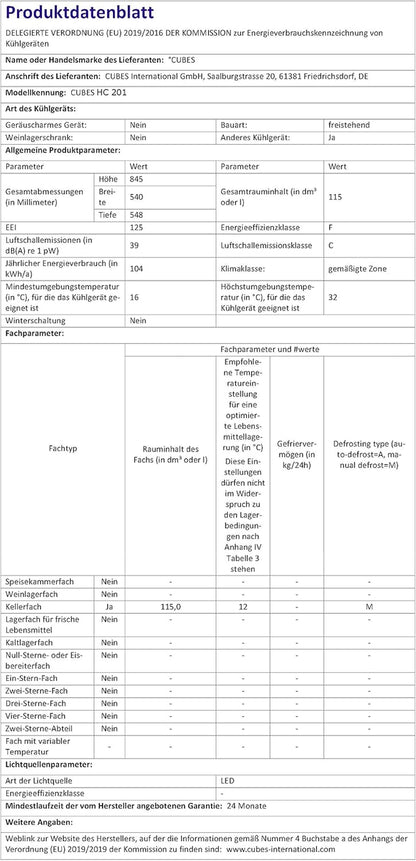 Husky Hus HC 201 Bouteille Réfrigérateur/A +/83,5 Cm Hauteur/109 Kwh/An/130 L Partie Isotherme/130 L Partie Congélateur
