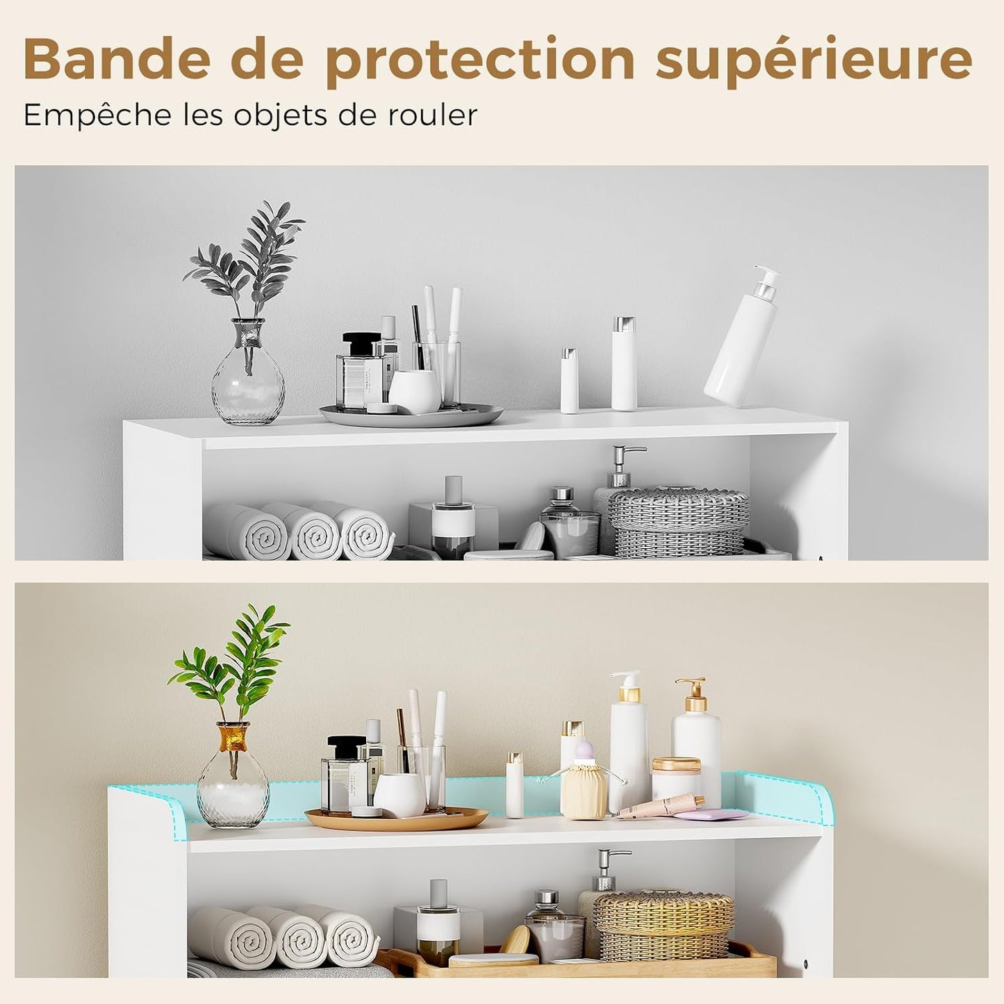 Meuble Salle De Bain, Armoire Sur Pied Haute Niveaux 110X80X30Cm | Meuble De Rangement Avec Étagère Réglable À 4 Tiroirs, 2 Portes, Commode, Pour Salon, Salle De Bain, Blanc SBC015W