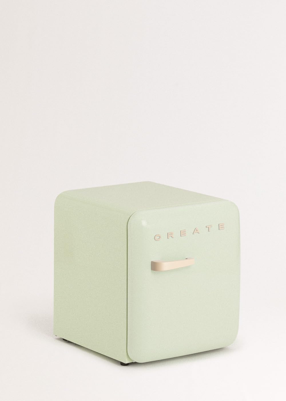 RETRO FRIDGE 50 Sand/Réfrigérateur Vert Pastel Poignée Sable 85 W, Mini Bar, Une Étagère, Design Rétro, 50 Cm, Deux Étagères, Capacité De 48 L, Économie D'Énergie, 50 X 44 X 49,8 Cm