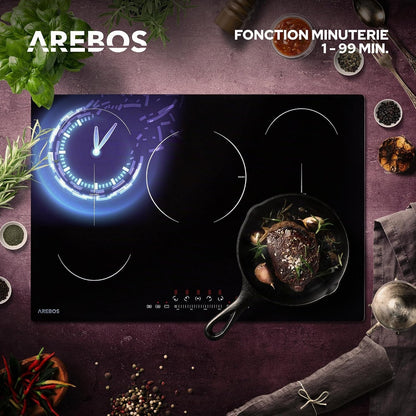 Table De Cuisson À Induction | 9800 W | 5 Plans De Cuisson Avec 2 Zones Flexibles | Avec Sensor Touch, Minuterie, Sécurité Enfants, Protection Contre La Surchauffe, Arrêt Automatique