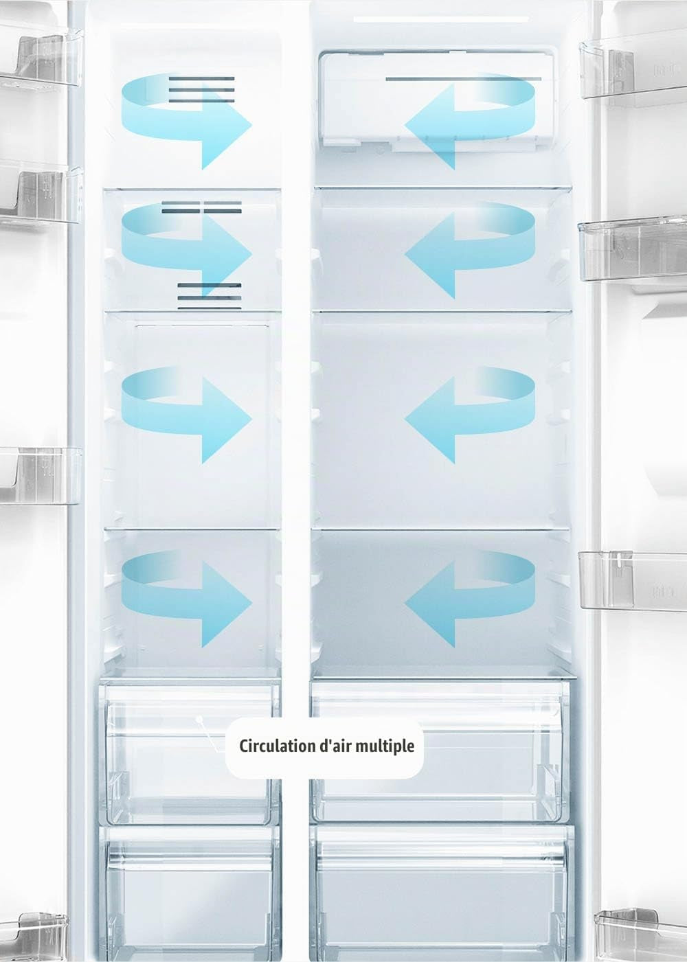 / FRIDGE STUDIO SIDE by SIDE 550 / Réfrigérateur Style Side by Side 550L Vert Sauge / 91,2 X 70,4 X 177,7 Cm/No Frost, Traitement Antibactérien, Commande Tactile Électronique, 158W