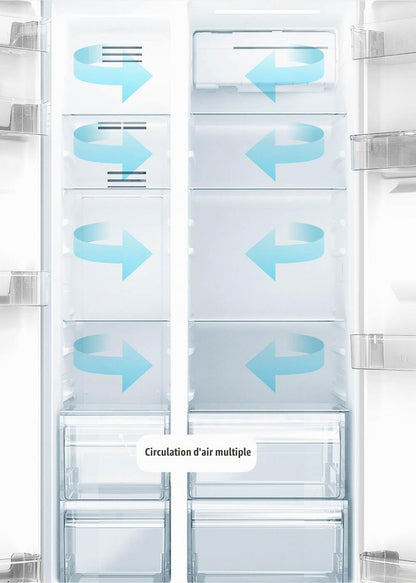 / FRIDGE STUDIO SIDE by SIDE 550 / Réfrigérateur Style Side by Side 550L Blanc Cassé / 91,2 X 70,4 X 177,7 Cm/No Frost, Traitement Antibactérien, Commande Tactile Électronique, 158W