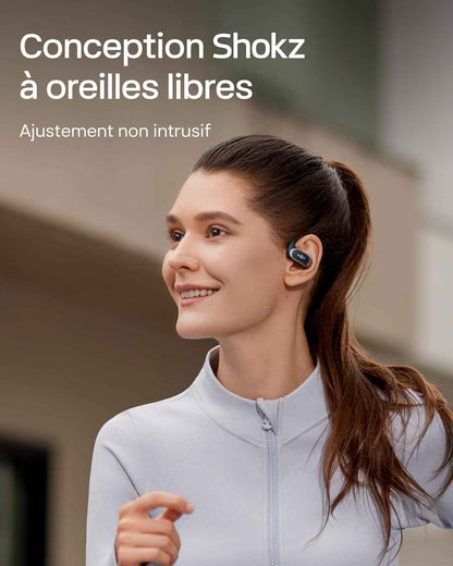 Openfit Air Écouteurs À Oreilles Libres, Charge Rapide - Noir | Bluetooth Sans Fil Avec Microphone, Crochet D’Oreille Air, Charge Rapide, 28 H D’Autonomie, Étanchéité IP54 Pour Le Sport