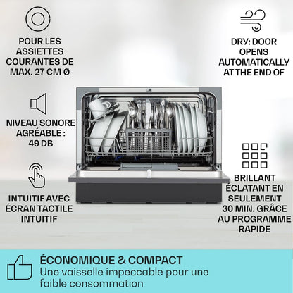 Mini Lave Vaisselle De Table Compact De 6 Couvert, Silencieux, 6 Programmes De Lavage, Portable, Facile À Installer Pour Maison, Bureau