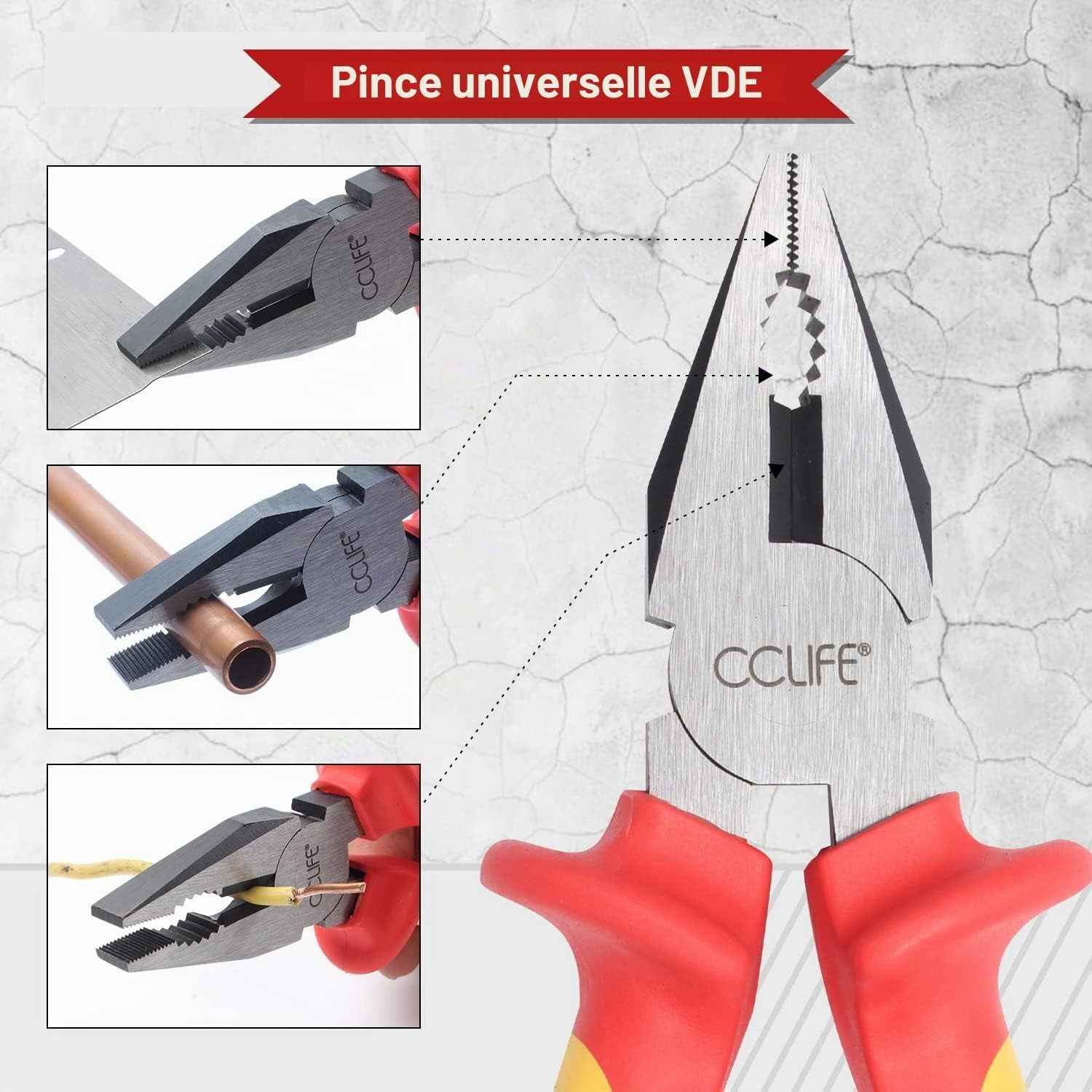 Jeu De 11Pcs VDE Tournevis Et Pinces Outils Électricien Isolé 1000V Avec Testeur De Tension, Coffret Tournevis Tête Plats Et PH Cruciformes, Poignée En Caoutchouc Antidérapante | Avec Testeur De Tension, Tournevis À Fente Et Phillips Ainsi Que Pinces VDE