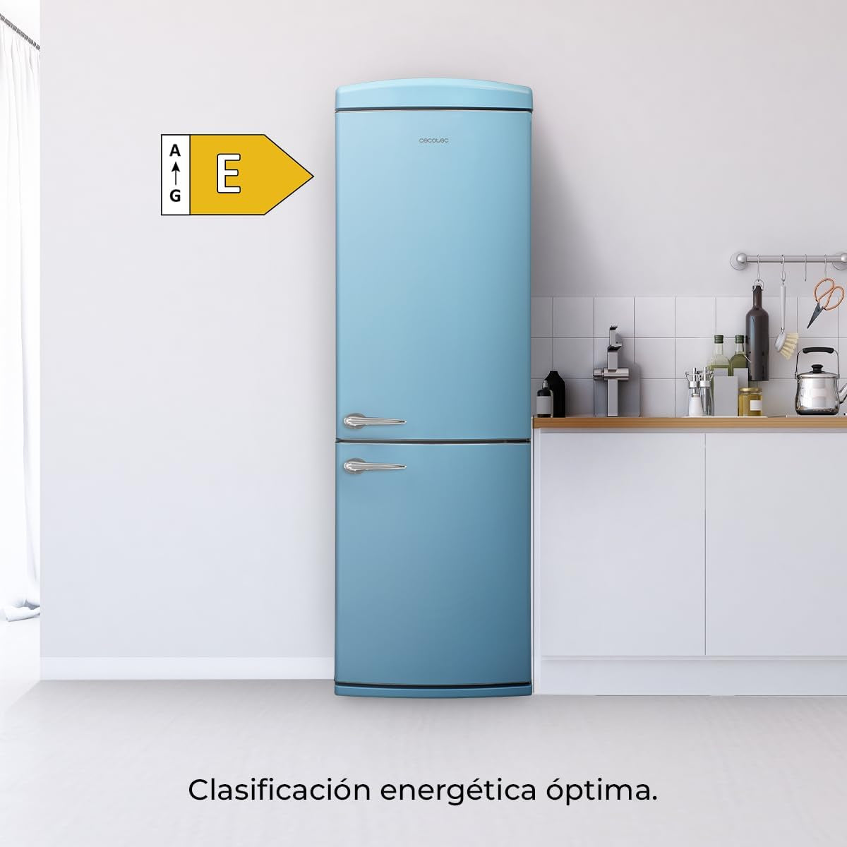 Réfrigérateur Combiné Rétro À Deux Portes 294 L Bolero Coolmarket Combi Origin 294 Bleu. Hauteur 190 Cm Et Largeur 60 Cm, No Frost Total, Refroidissement Multiple, Ultra Fresh
