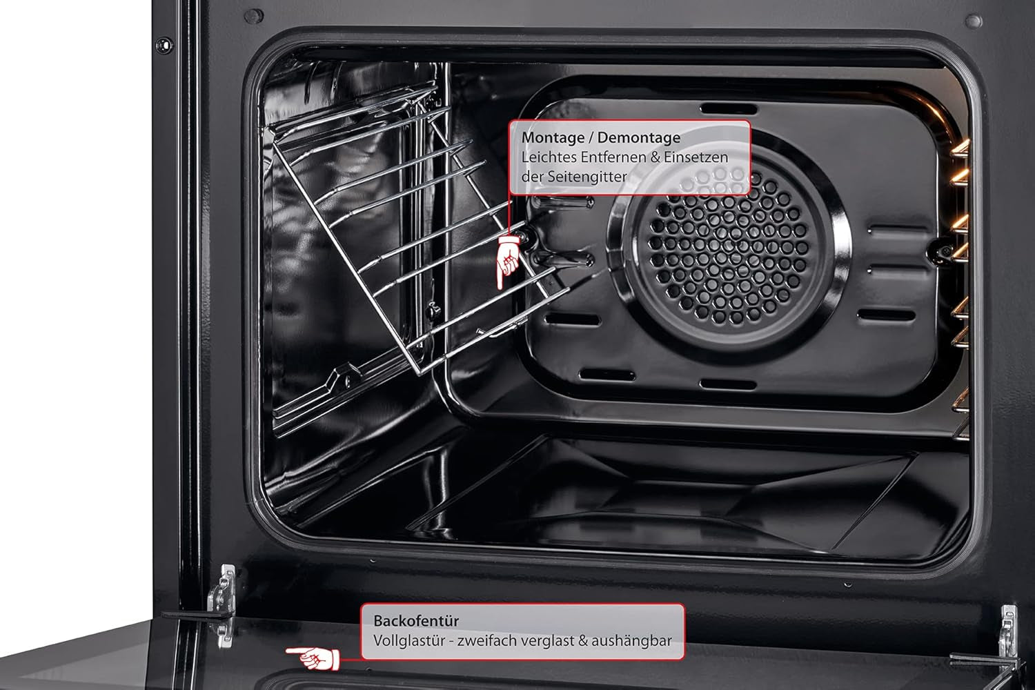 Bomann Four Encastrable Autark EBO 7906 - Avec Nettoyage Vapeur, Air Chaud 3D, Recirculation, Grill, Chaleur Haut/Bas, Contrôle Tactile, Écran LED, Minuterie, Sécurité Enfant - Noir