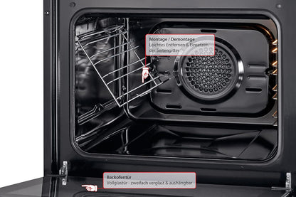 Bomann Four Encastrable Autark EBO 7906 - Avec Nettoyage Vapeur, Air Chaud 3D, Recirculation, Grill, Chaleur Haut/Bas, Contrôle Tactile, Écran LED, Minuterie, Sécurité Enfant - Noir