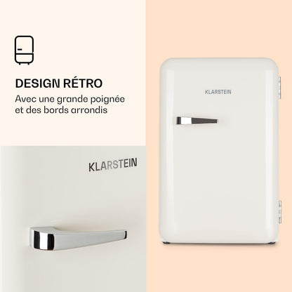 Audrey Mini - Petit Réfrigérateur, Mini-Bar Compact, Autonome, Réfrigération Par Compression, Capacité, Réfrigération : 0-10 °C, Mini-Réfrigérateur D'Une Capacité De 70 Litres, Blanc