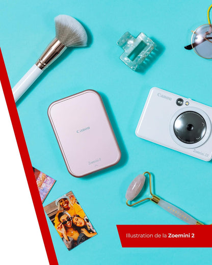 Canon ZOEMINI 2 Imprimante Photo Portable Bluetooth + 10 Papiers Photo | Impression Thermique Sans Encre ; Photos Résistantes À L'Eau Et Déchirures, Tirage Sans Bordure, 20 Photos Par Charge