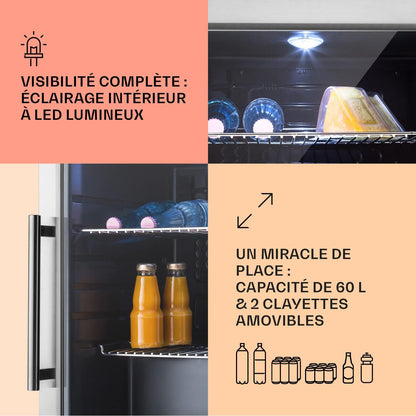 Mini Frigo De Chambre Et Bureau Pour Boisson, Petit Frigo Silencieux, Refrigerateur Mini Bar 60L, Petit Réfrigérateur Camping, Étagères Réglables Pour Le Vin, Cannette, Beer Fridge