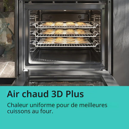 Siemens HQ574AER3, Iq300 Four Encastrable Avec Assistance À La Vapeur, 60 X 60 Cm, Nettoyage Pyrolyse, Chauffage Rapide, 10 Programmes Automatiques, Air Chaud 3D, Extracteurs Télescopiques, Acier