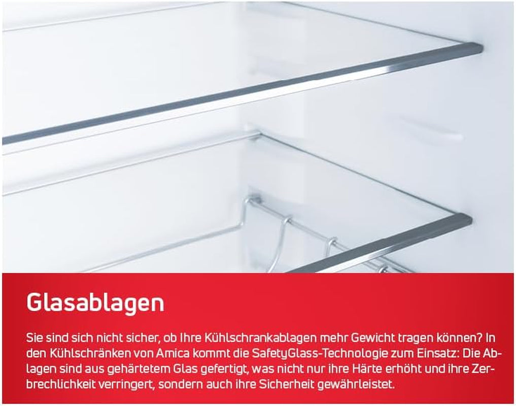 Amica EVKSS 352 220 Vollraum-Kühlschrank, Nischenhöhe: 122 Cm, 197 L, Schlepptür-Technik