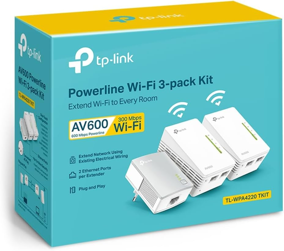 TL-WPA4220T KIT - CPL 600 Mbps Avec 2 Ports Ethernet, 1 CPL Filaire + 2 CPL Wi-Fi - Étendez Votre Connexion Internet Dans Chaque Pièce De La Maison