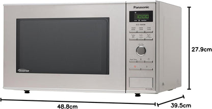 NN-SD27HSUPG Four Micro-Ondes Technologie Inverter Plateau Tournant En Verre, 23L, 1000W, 10 Prog Auto, Décongélation Chaos, 6 Puissances, Minuterie, Affichage LED, Acier Inoxydable Argent
