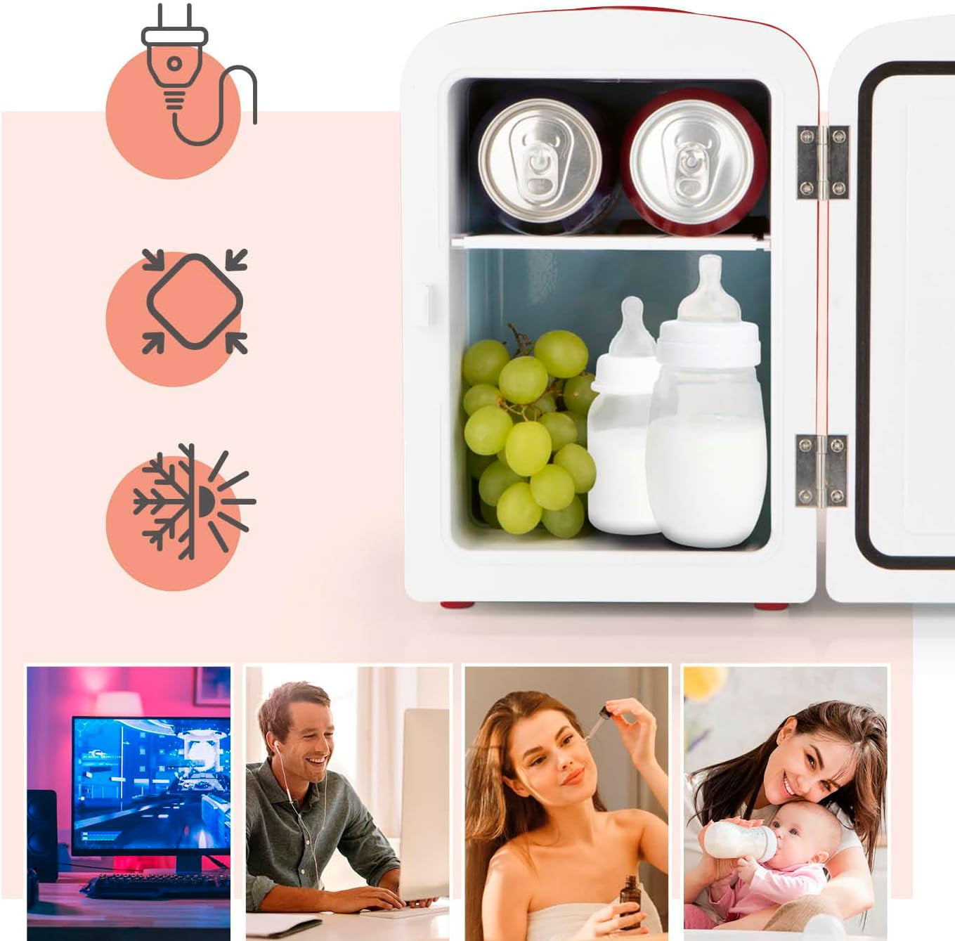 Gourmetmaxx Mini-Réfrigérateur Au Design Rétro | Minibar Adapté À La Bière Ou Aux Snacks | Réfrigérateur À Boissons Également Idéal Pour Les Cosmétiques Ou Le Maquillage | 45 W [Rouge]