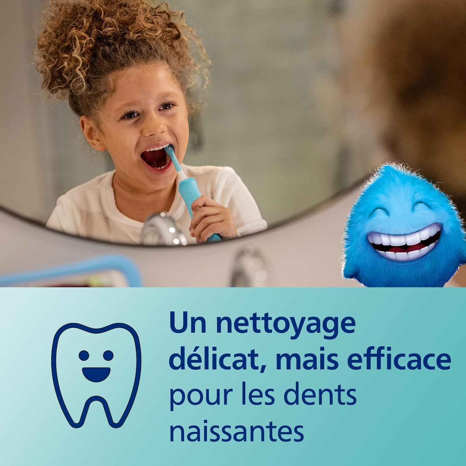 Sonicare for Kids, Brosse À Dents Électrique Sonique Avec Application, Pour Enfant À Partir De 3 Ans, Avec Smartimer Et Quadpacer Pour Un Nettoyage En Profondeur, Turquoise, Modèle HX6322/04